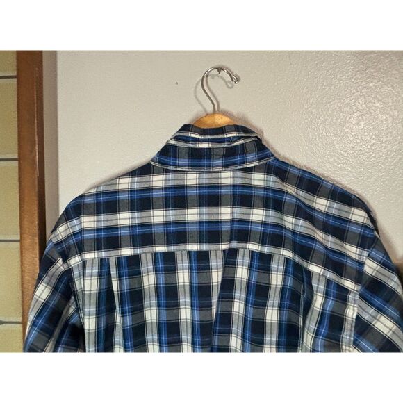 Beverly Hills Polo Club Black Label Blue Plaid Button Down Shirt Size L - Picture 4 of 10